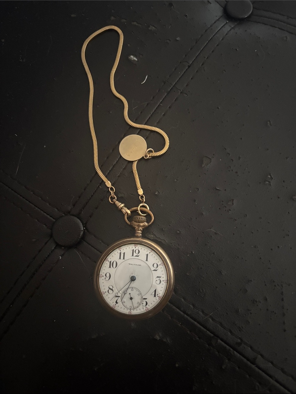Waltham watch: Gold Pocket Watch Pendant Necklace - Classic Men's Accessory